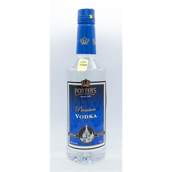 POTTER'S PREMIUM VODKA 750ML 40% ABV