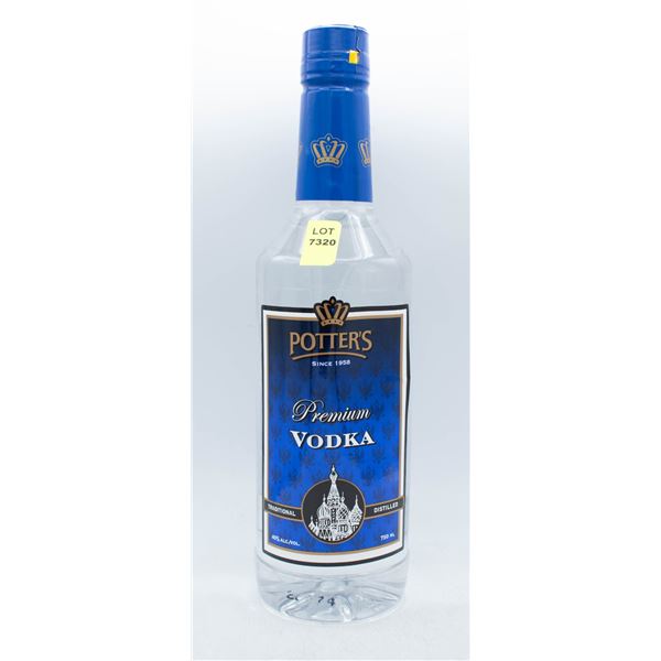 POTTER'S PREMIUM VODKA 750ML 40% ABV