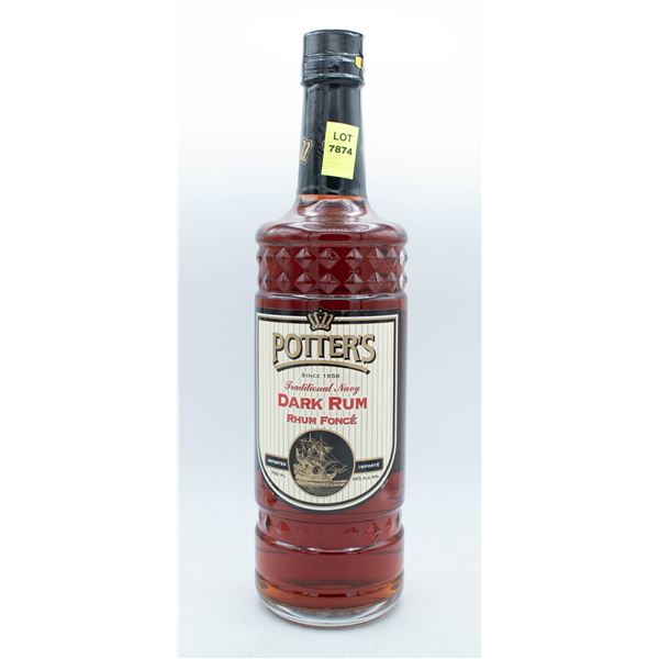 POTTER'S TRADITIONAL NAVY DARK RUM 750ML 40%