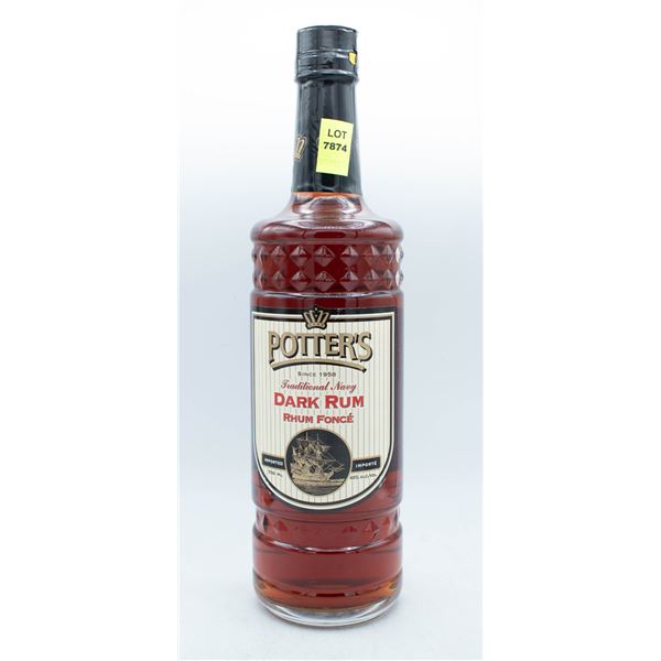 POTTER'S TRADITIONAL NAVY DARK RUM 750ML 40%