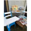 Image 1 : Children’s Desk, Books, and Records Lot
