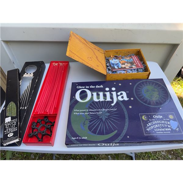 Ouija Board, Puzzle, and Candles Lot