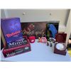 Image 1 : Party Board Games and Novelty items, and Glass Globe Clock