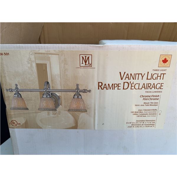 ML Three Light Vanity Fixture, Chrome