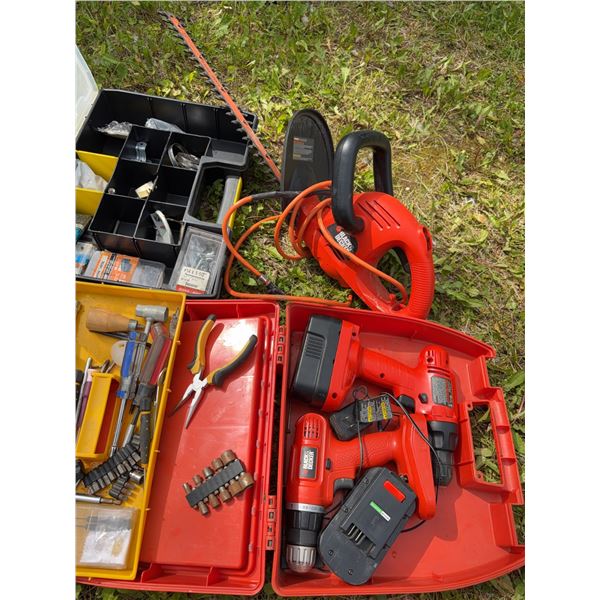 Tool Lot With Drill, Saw, Toolboxes