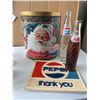 Image 1 : Pepsi Holiday Santa Tin, Bottles, and Sign