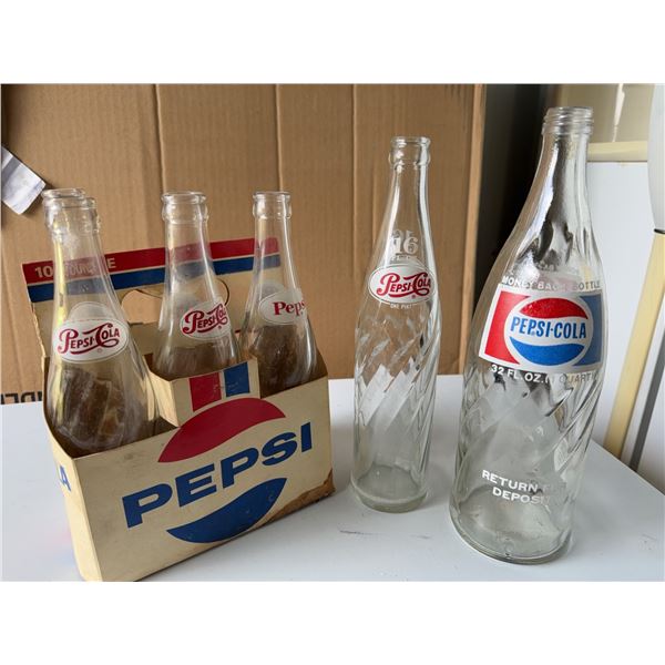 Pepsi-Cola Glass Bottles with Vintage Carrier