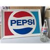 Image 1 : Pepsi Advertising Sign and Glass Bottle