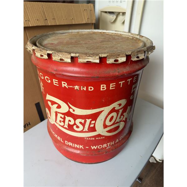 Pepsi-Cola 5 Cent Red Metal Can 16" x 15"