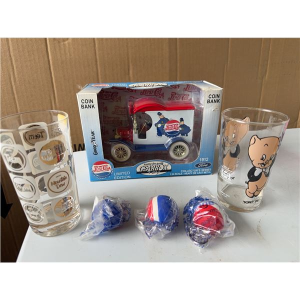 Pepsi Gearbox 1912 Ford Bank and 2 Glasses
