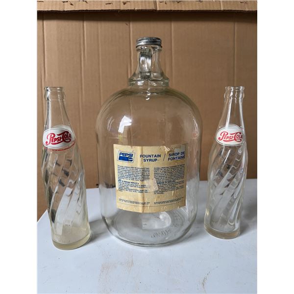 Pepsi Cola Glass Bottles and Syrup Jug