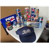 Image 1 : Pepsi Collectibles Lot With Soda Cans and Cap