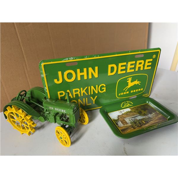 John Deere Collectible Lot: Tractor, Sign, &