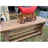 Image 1 : Wooden Model Conestoga Wagon with Red Canopy