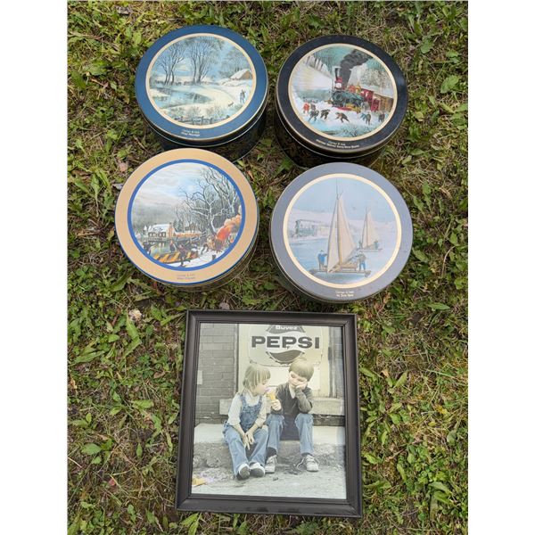 Four Currier & Ives Collectible Tins