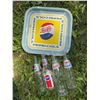 Image 1 : Pepsi-Cola Tray and Assorted Glass Bottles