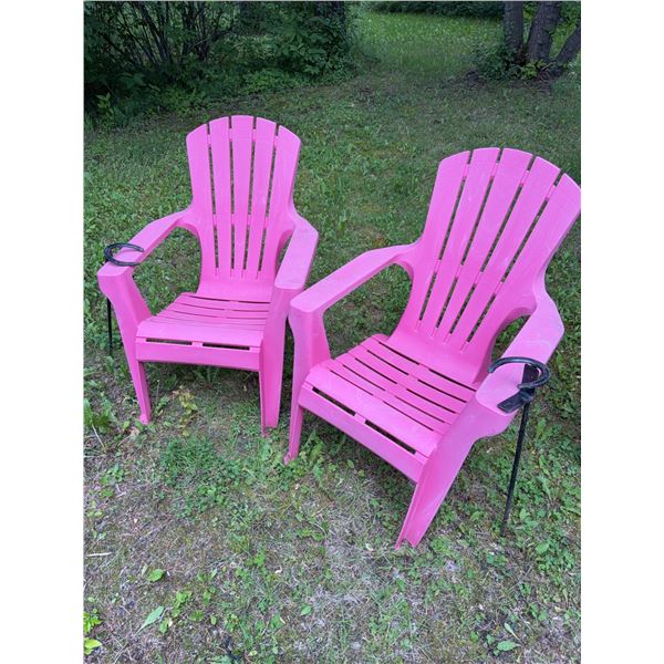 2 x Pink Plastic Adirondack Chairs