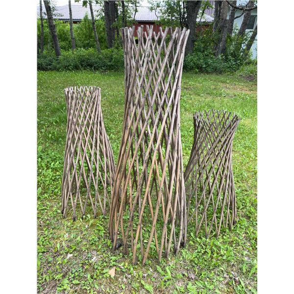 Three Wooden Garden Obelisks