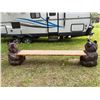 Image 1 : Bear-Themed Bench with Wooden Slab Seat, 124 in Long