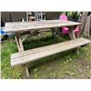 Image 1 : Wooden Outdoor Picnic Table with Built-in Benches