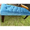 Image 2 : Tufted Blue Velvet Bench With Wooden Legs