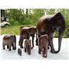 Image 1 : Six Hand-Carved Wooden Elephant Figurines