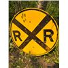 Image 1 : Round Yellow Metal Railroad Crossing Sign