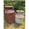 Image 1 : Two Vintage Metal Milk Cans, 22" and 17" Tall