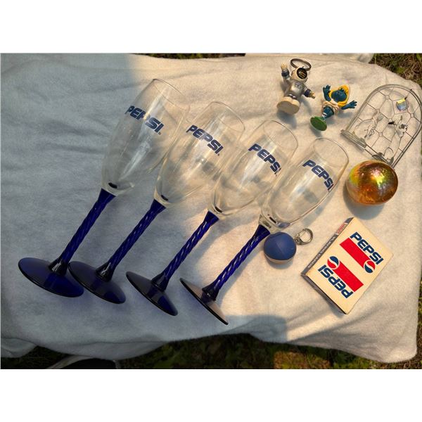 Pepsi Glass Set with Collectibles