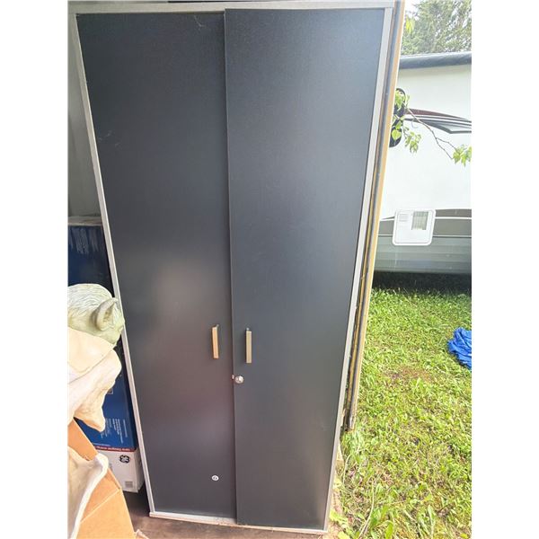 Gray Enclosed Storage Shelf, Contents Not Included