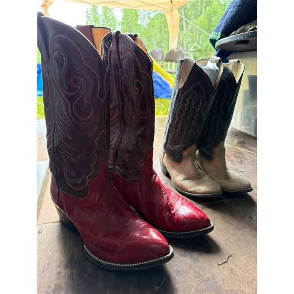 Two Pairs of Leather Cowboy Boots