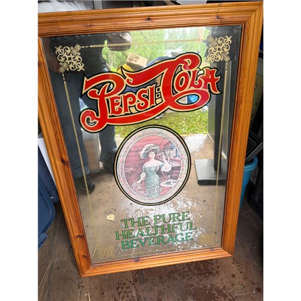 Pepsi-Cola Mirror Sign with Frame, 37"x 25.5"