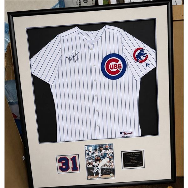 Framed Fergie Jenkins Autographed Cubs Jersey Display