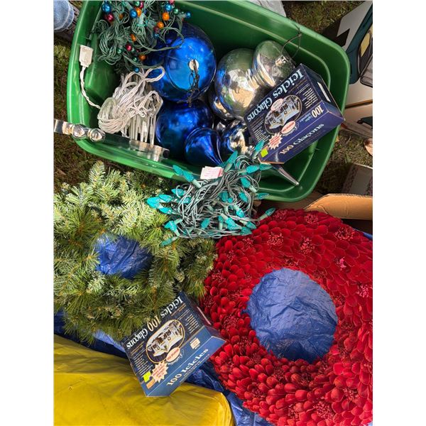 Christmas Decorations with Lights and Wreaths