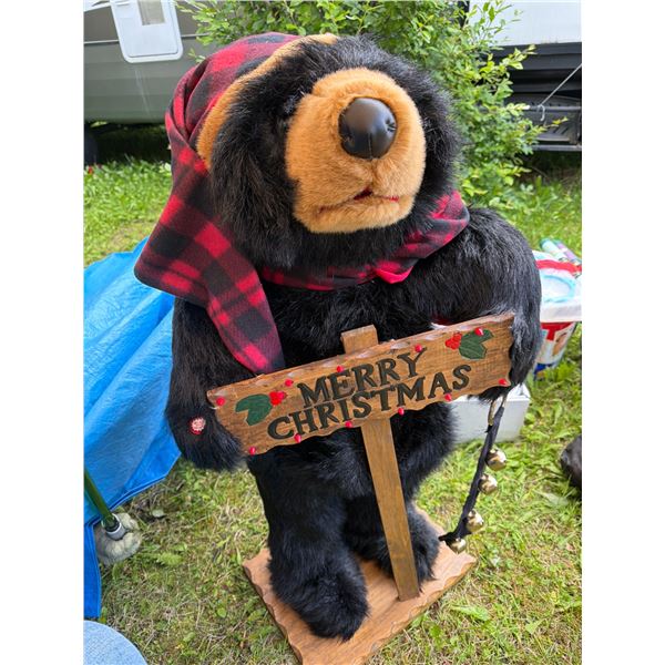 Battery-Operated Singing Christmas Bear Decoration