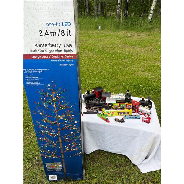 Model Trains with Accessories and Pre-Lit 8-ft Tree