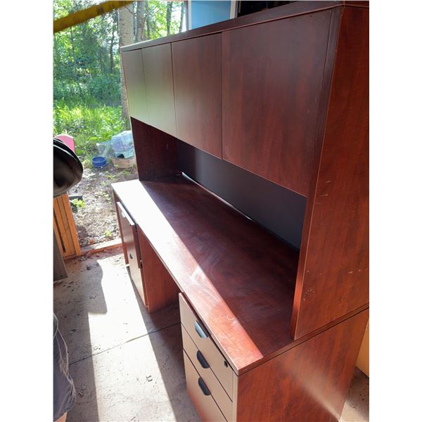 Wood Office Desk with Shelves and File Draws