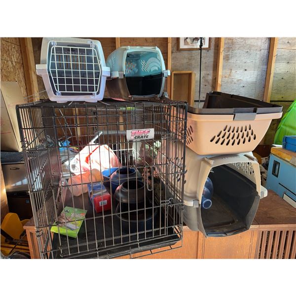 Pet Carriers, Kennel and Supplies Lot