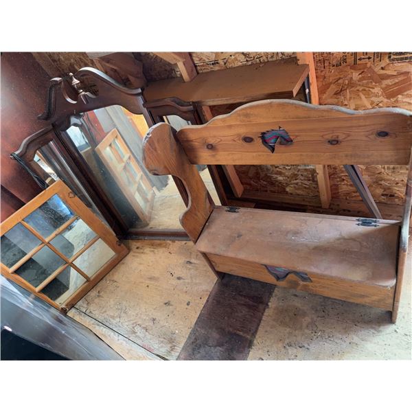 Kids Bench, Window Mirror, and Wall Mirror