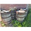 Image 1 : 5 Wooden Barrels With Iron Hoops