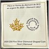 Image 10 : 2025 $50 Fine Silver De Beers Diamond-Shaped Heart Coin with Diamond