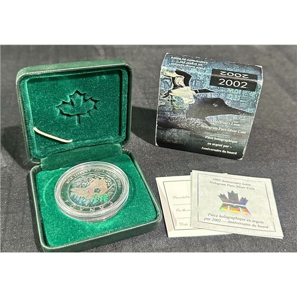 2002 Canada Anniversary Loon 1oz Hologram Silver Coin