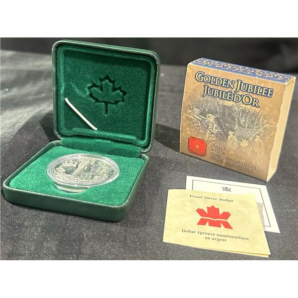 2002 Canada Golden Jubilee Proof Silver Dollar Coin With Case