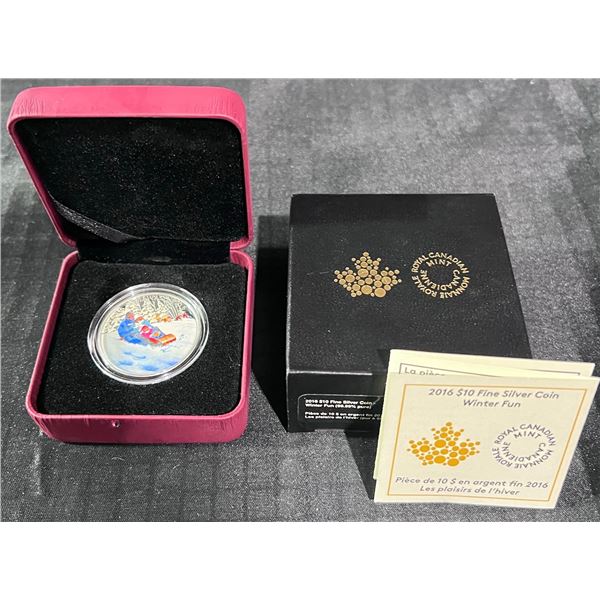 2016 $10 Royal Canadian Mint 99.99% Silver Coin "Winter Fun"