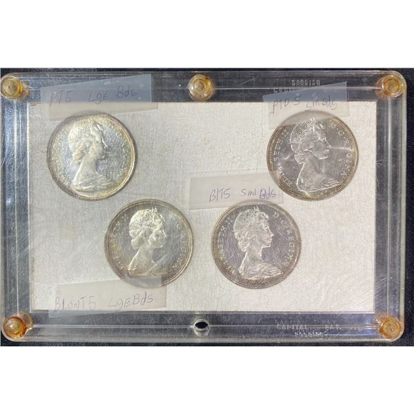 1965 Canadian Silver Dollar Coin Set, 4 Types in Display Case