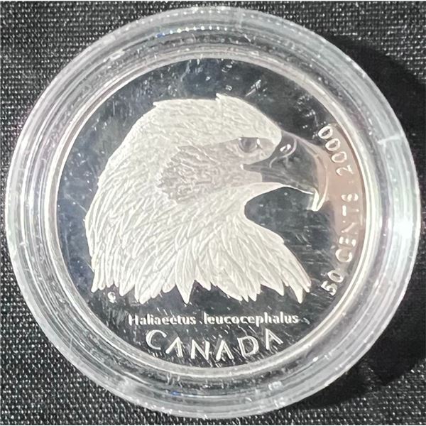 2000 Canada 50 Cents Sterling Silver Bald Eagle Coin, 1.04g