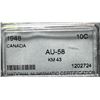 Image 3 : 1948 Canada 10 Cent Coin AU-58 National Numismatic Certification