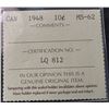 Image 4 : 1948 Canada 10 Cent Coin ICCS MS-62 Certified
