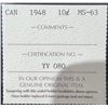 Image 4 : 1948 Canada 10 Cent ICCS MS-63 George VI Certified Coin