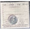 Image 1 : 1948 Canada 10 Cent Coin, MS-63, ICCS Certified
